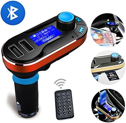 Cectdigi Wireless Bluetooth FM Transmitter,Car Kit Music Player with 1inch LED Display,2 USB Car Charger (Red)
