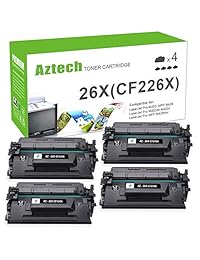 Aztech 4PK 9,000 High Yield Compatible para HP 26X CF226X 26A CF226A MFP M426fdw M402n Cartucho de tóner para HP Laserjet Pro M402n M402dn M402dw M402d, MFP M426dw M426fdw M426fdn Tinta negra