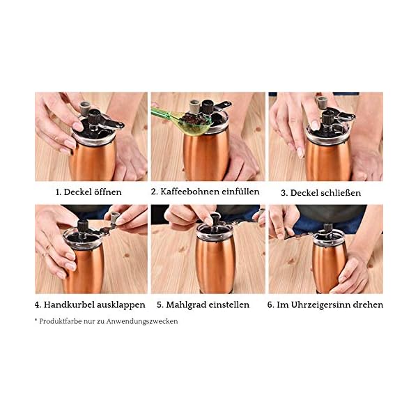 VIENESSO Hand-Kaffeemühle mit Keramikmahlwerk - manuelle Espressomühle mit stufenlose Mahlgradeinstellung, besonders… – Bild 7