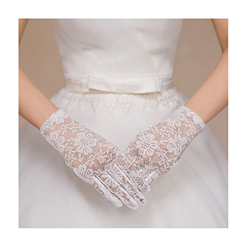 Ruiyuhong Lace White Black Wedding Party Dance Gloves (Short White)