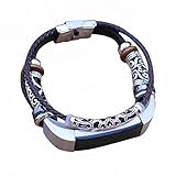 VESNIBA Replacement Leather Wristband Band Strap Bracelet For Fitbit Alta/Fitbit Alta HR (B)