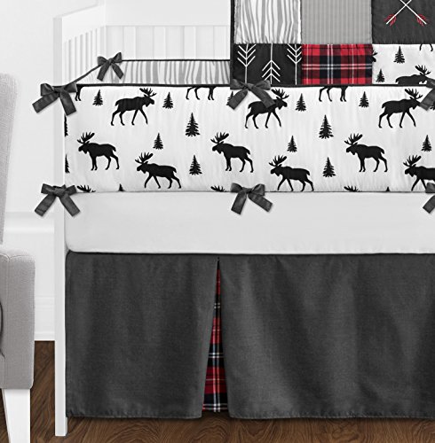 image for Sweet Jojo Designs Grey, Black and Red Woodland Plaid and Arrow Rustic