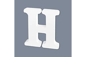 HANWER 6 Inch White Unfinished Wooden Letters for Crafts, Marquee Letters, Wood Letters for Wall Decor, Home Party Projects, Letter H