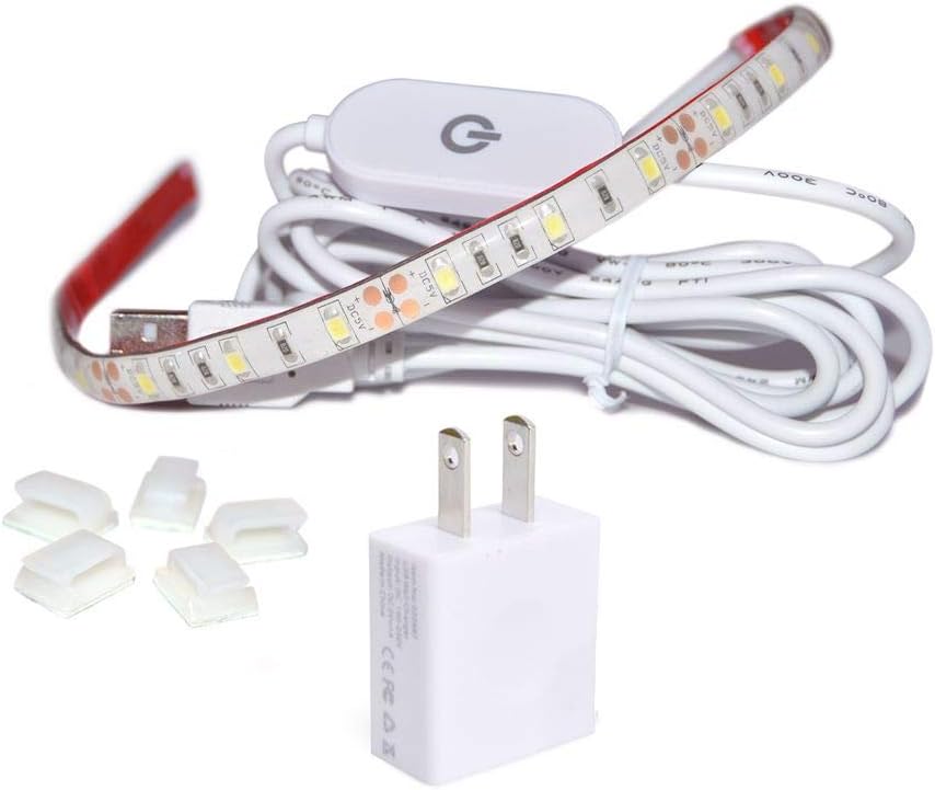 WENICE Sewing Machine LED Light,6.6ft Cord with Touch Dimmer and USB Power Supply, 5pcs Adhesive Clips, Cold White with 3M Adhesive Tape, Fits All Sewing Machines,21LEDS