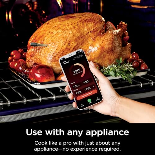 Ninja Meat Thermometer ProChef Wireless Probe for Indoor & Outdoor Air Fryer, Grill, Cooking, Smoker, Oven, Roaster, Long Range Bluetooth App Connection, Flareup Resistant, Waterproof, US Only, WP100