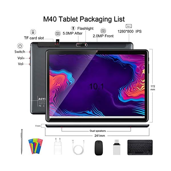 Tablet-10-Inch-5G-WiFi-Android-100-4-GB-RAM-64-GB-ROM128-GB-Quad-Core-16-Ghz-Google-GMS-Certified-Tablet-PC-with-Keyboard-Mouse-1280-x-800-HD-IPS-Screen-6000-mAh-Type-C-Bluetooth AOYODKG Tablet 10 Inch 5G WiFi, Android 10.0, 4 GB RAM, 64 GB ROM/128 GB, Quad-Core, 1.6 Ghz, GMS Certified, Tablet PC…