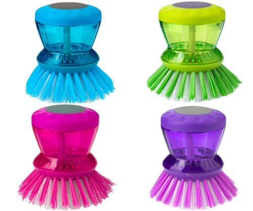Dish Brush with Washing Up Liquid Soap Dispenser (Blue)