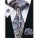 Hi-Tie New Fashion Classic Grey Woven Silk Necktie Tie Hanky Cufflinks set