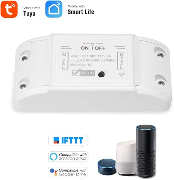 Smart Home Wifi Switch 10A 2200W Interruptor remoto inalmbrico Temporizador APP Control compatible con Amzon Alexa Echo Google Home Paquete de 2 APP Smart Life