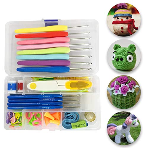 image for SoarOwl 57 Pack Crochet Hooks Set Knitting Needles Kit Ergonomic Soft 