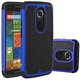 Moto X (2nd Gen) Case, LK [Shock Absorption] Hybrid Dual Layer Armor Defender Protective Case Cover for Motorola Moto X 2nd Generation (Blue)