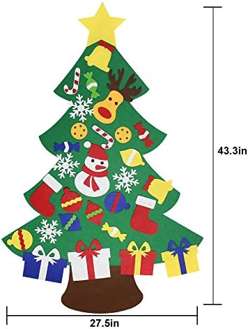 Felt Christmas Tree for Kids- 3Ft,Christmas Gifts for Kids wall or door hanging, 30 detachable Christmas ornaments for HEYMA