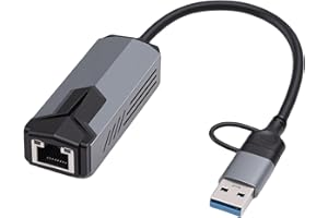 Sanpyl USB C to 5Gb Ethernet Adapter, 5 Gigabit Network Adapter with USB A Port, Plug and Play Aluminum for Wins 10/11 OS X L