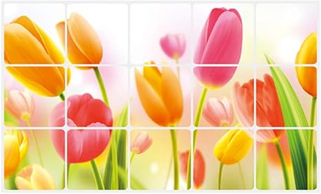 Amazon 70cm 45cm 賃貸ok 後から剥がせるシート ウォールステッカー キッチン Diy 壁紙デコレーション 台所 壁紙 油汚れ防止 壁シール 貼って はがせる チューリップ W180 70cm 45cm ウォールステッカー オンライン通販