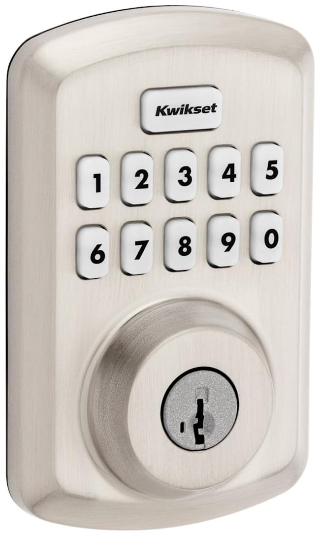 Photo 1 of Kwikset 9250TRS-15S Transitional Powerbolt 2 Electronic SmartCode Deadbolt SmartKey with RCAL Latch and RCS Strike Satin Nickel Finish
