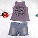 FEITONG 1Set Kid Baby Girls Vest Top Clothes + Jeans Pants Shorts+Scarf Suit Outfit (Age 5-6Y)