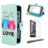 [Animal Series] Protective [Wallet S] Case, Premium PU Leather Folio Magnetic Button Cover Case for Apple iphone 5C + Screen Protector + Touch Stylus