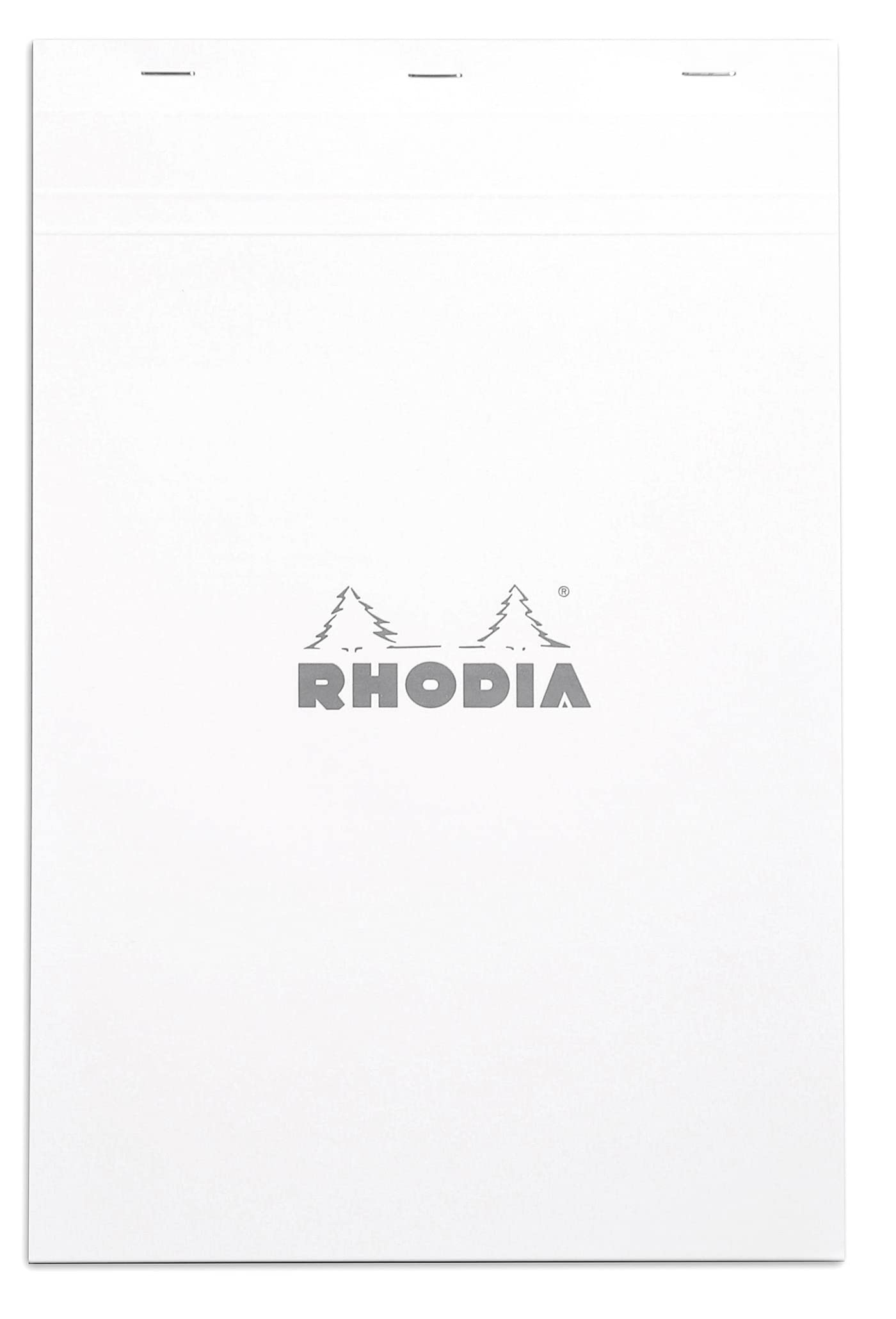 RHODIA 19201C - Stapled Notepad N°19 White - A4+ - Small Squares - 80 Detachable Sheets - 80G Clairefontaine Paper - Soft, Resistant and Waterproof Coated Card Cover - Basics, 210x318mm