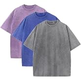 3 Pack Men's Oversized Heavy Cotton T-Shirts Vintage Tee Loose Fit Short Sleeve Casual Shirts for Men