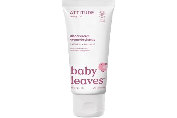 ATTITUDE Diaper Cream for Baby, Made in Canada, EWG Verified, Dermatologically Tested, Formulated with Zinc Oxide, Vegan, Uns