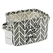 Small Canvas Fabric Foldable Organizer Storage Basket with Handle, Collapsible and Convenient for Nursery and Babies Room (Grey)