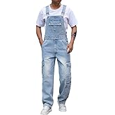 Dcincell Men's Denim Bib Overalls Jeans Casual Relaxed Fit Cargo Pocket Workwear Fashion Jumpsuit with Adjustable Straps