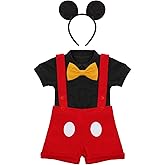 IMEKIS Toddler Baby Boys Red Outfit Bowtie Romper Overalls Shorts 1st Birthday Cake Smash Photo Shoot Clothes