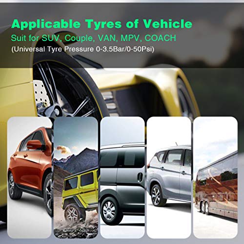 VSTM Tire Pressure Monitoring System TPMS,Solar Power Universal Wireless Car Alarm System with 4 External Sensors,6 Alarm Modes,LCD Real-time Display Pressure & Temperature Alerts Ensure Safe Driving