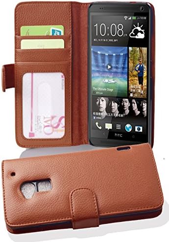 Cadorabo Book Case works with HTC ONE MAX T6 in COGNAC BROWN - with Magnetic Closure and 3 Card Slots - Wallet Etui Cover Pouch PU Leather Flip