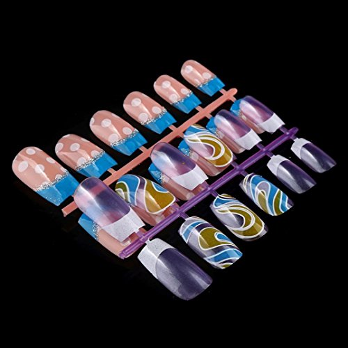 Nail Art,Putars Fashion 144Pcs Mixed Set False Nail Tips Artificial Fake Nails Art Acrylic Manicure Gel - Thumbnail 5