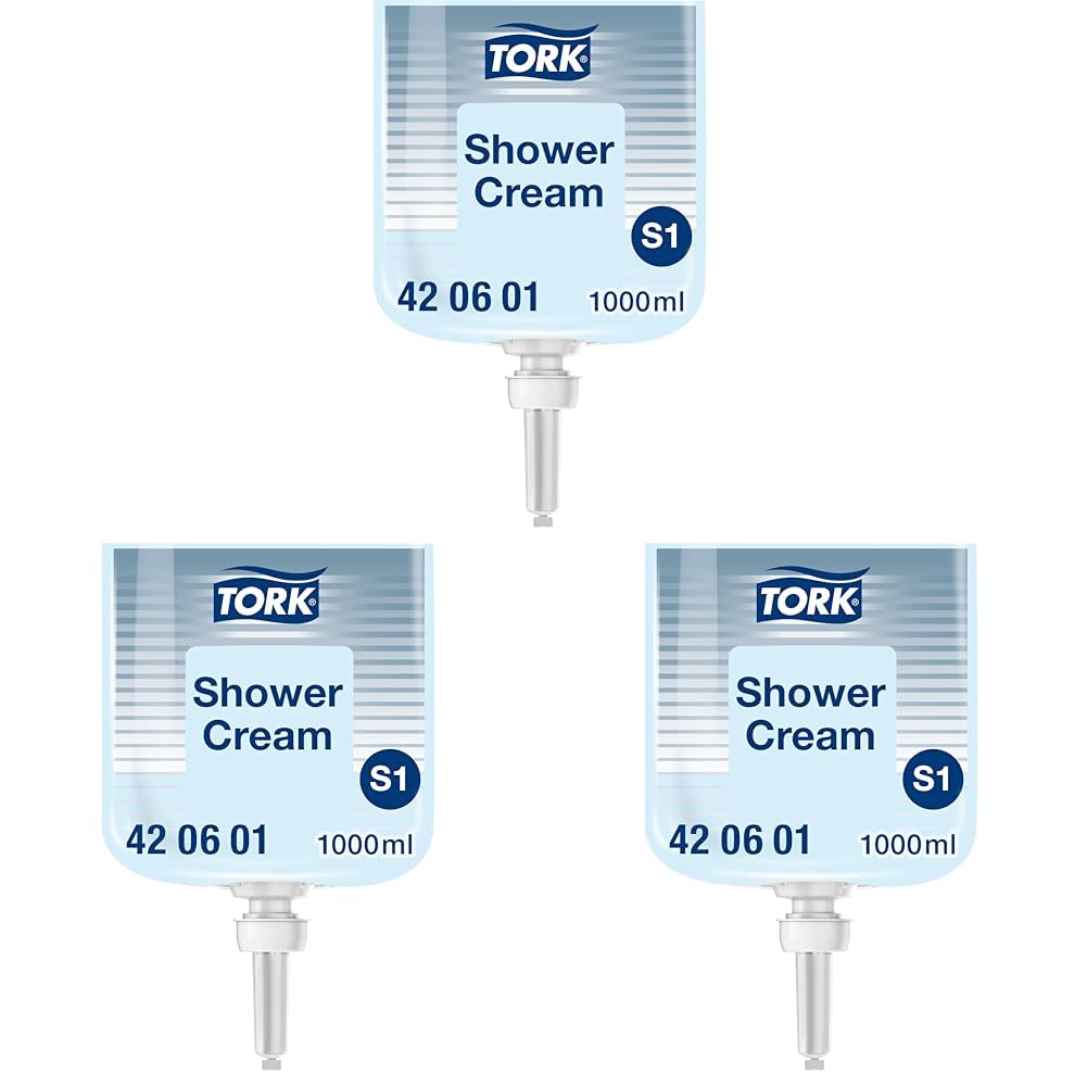 Tork Hair & Body Liquid Soap - 420601-2-in-1 Shower Gel and Shampoo for S1 Dispenser Systems - Premium Quality, Fresh Fragrance, Unisex, 1 x 1000 ml (Pack of 3) โ image 1