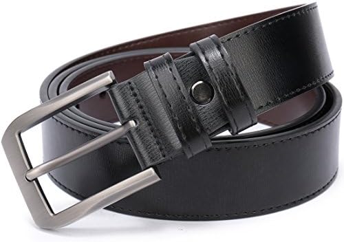 Men's genuine leather Reversible Dress Belt with Nickle Free Buckle in Gift Box (Black/Brown, 38-40)