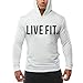 Chns Men's Gym Workout Bodybuilding Long Sleeve Casual Hoodie Sweatshirts Live Fit Letter Printed Training Sports Pullover
