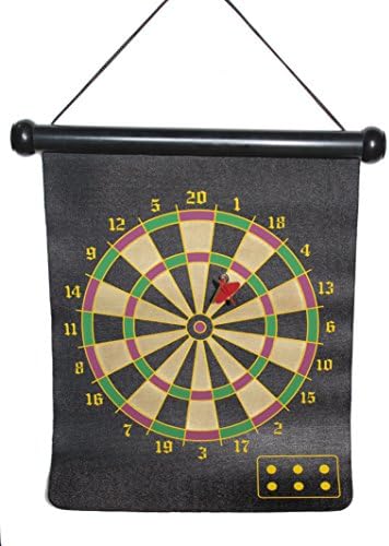 BKRFT4U Double Sided 15" Foldable Magnetic Dart Board with 6 Colorful Darts