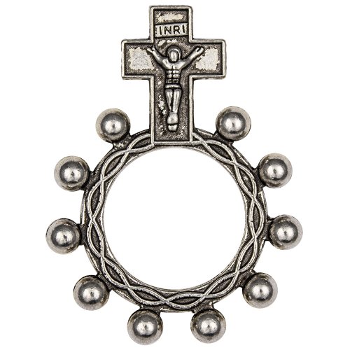 Rosary Rings Black Metal Package of 12 - Men, Woman, Youth by 4898 ME