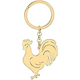 LONYOO Chicken Keychain Stainless Steel Chicken Keyring Gifts for Women Purse Car Key Charms