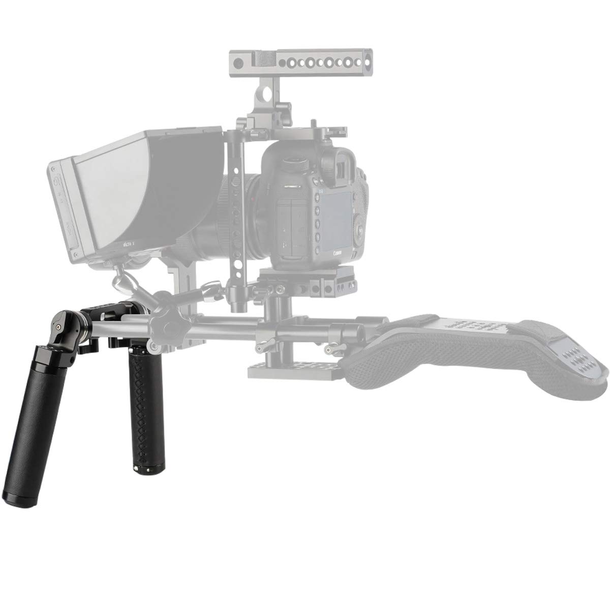 NICEYRIG Rosette Leather Handles With 15mm Rod Clamp - Camera Handle For DSLR Shoulder Rigs