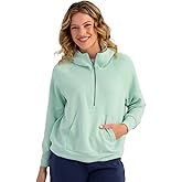 HUK womens Bayside 1/2 Zip Hoodie, Super Soft Spacer Knit Fabric, Oversized Fit, Kangaroo Pocket