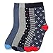 HOYOLS Men’s Dress Patterned Polka Dot Plain Stripes Crew Assorted Socks 5 Pack (L Size)