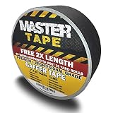 Gaffers Tape Double Size Roll = 60 Yard / 180 Feet | 2 inch X 60 Yards | Real Premium Grade Professional Gaffer Tape Black, DJ Pro Gaff Tape Black | Easy Tear Gaffing Tape Black | True 2" Width