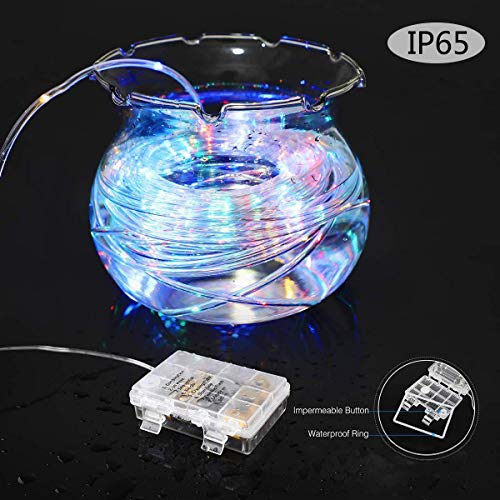 image for LiyuanQ Battery Rope String Lights, 2 Pack 100 LED Waterproof Rope Str