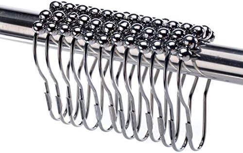 Shower Curtain Rings Hooks - Rust-proof, RollerRings Friction  Stainless Steel, Polished Chrome, Set of 12 Rings (Chrome)
