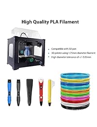 Tecboss - Filamento 3D para bolígrafos, relleno de filamentos para impresora 3D, filamento PLA de 0.069 in, filamento de impresión 3D de alta precisión, cada color 133.3 ft, 20 Color