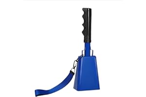Hordolry 10inch Metal Cowbells with Handle, 1Pcs Cow Bells with Wrist Strap for Sporting Events, Football Games,Party, Concert, Graduations, Farm Ranch, Blue
