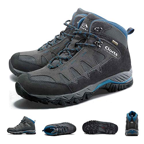 Clorts Men's Pioneer Hiking Boots Waterproof Suede Leather Lightweight Hiking Shoes Dark Grey/Blue 11.5 M US - Thumbnail 6