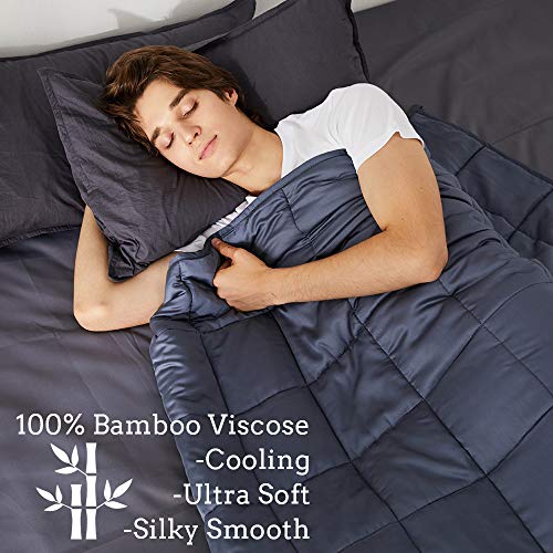 ZonLi Bamboo Cooling Weighted Blankets, 12 lbs (48''x72'' Grey Navy