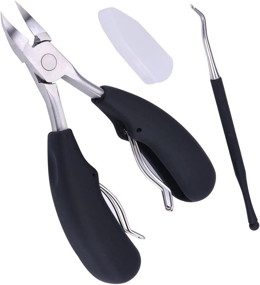 Precision Toenail Clippers for Thick or Ingrown Toenails, Sharp Stainless Steel Nail Cutter, Best Nail Clipper & Pedicure Tool for Seniors (Black/Long)