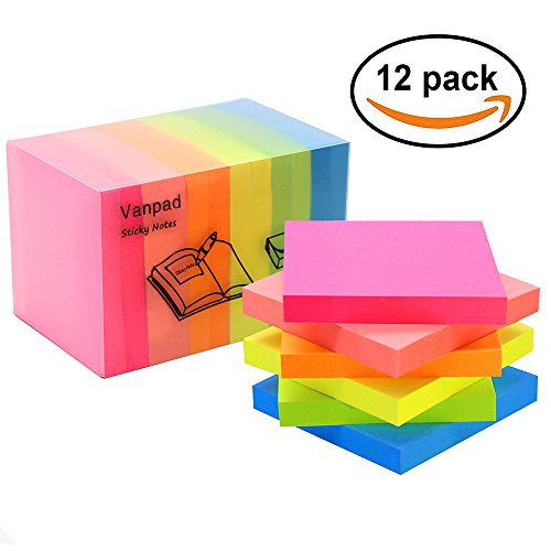 Vanpad Bright Colors Sticky Notes, Assorted Stickies of 3 in x 3 in, 12 Pads/Pack, 100 Sheets/Pad - Thumbnail 7