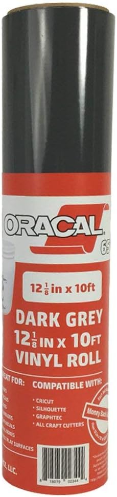 Amazon Com 12 125 X 10ft Roll Of Oracal 651 Dark Grey Craft Vinyl On A 2 5 Core Adhesive Vinyl For Cricut Silhouette And Cameo Cutters Gloss Finish Outdoor And