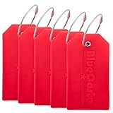 BlueCosto 5x Luggage Tags Suitcase Tag Travel Bag Labels w/Privacy Cover - Red